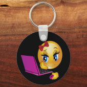 Porte-clés fille emoji ordinateur portable (Verso)