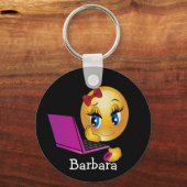 Porte-clés fille emoji ordinateur portable (Recto)