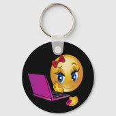 Porte-clés fille emoji ordinateur portable (Verso)