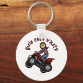 Porte-clés Fille en rouge quatre roues (Recto)
