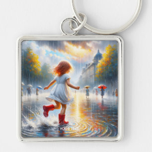 Porte-clés Fille Fantastique Mignonne sous la Pluie