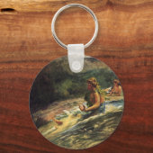 Porte-clés 'Fille glissant vers le bas chute d'eau' - Porte - (Recto)