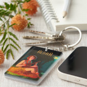 Porte-clés Fille Hawaii avec Ukulele (Devant droit)