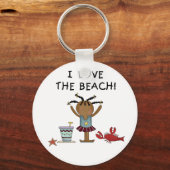 Porte-clés Fille I Love the Beach (Recto)