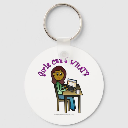 Porte-clés Fille informatique noire (Recto)