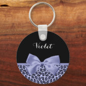 Porte-clés Fille Jaguar violet Imprimer Lavande Bow avec nom (Recto)