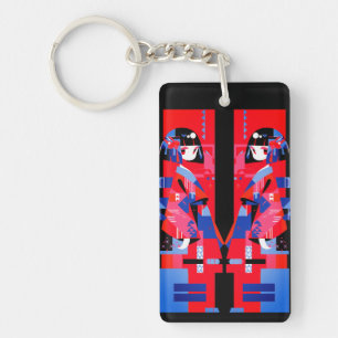 Porte-clés Fille japonaise abstraite moderne – Kimono géométr