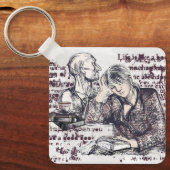 Porte-clés fille lisant un livre (Recto)