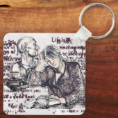 Porte-clés fille lisant un livre (Verso)