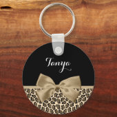 Porte-clés Fille Lumière Brown Jaguar mignonne Bow Brown avec (Recto)
