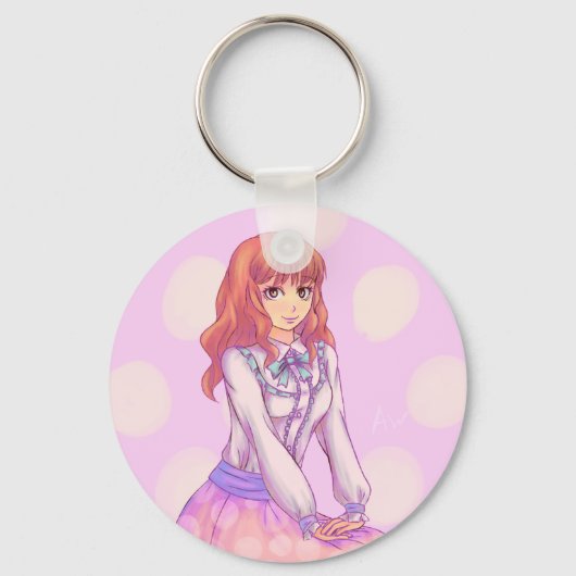 Porte-clés Fille Macaron rose (Recto)