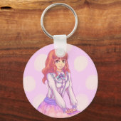 Porte-clés Fille Macaron rose (Recto)