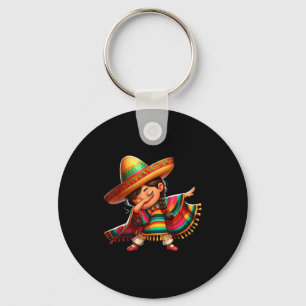 Porte-clés Fille mexicaine faisant dabbing Poncho Fête heureu