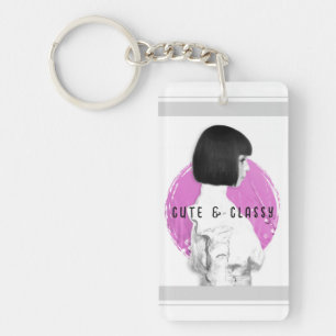 Porte-clés Fille mignonne et classe rose et noir