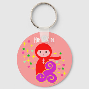Porte-clés Fille Ninja en rouge