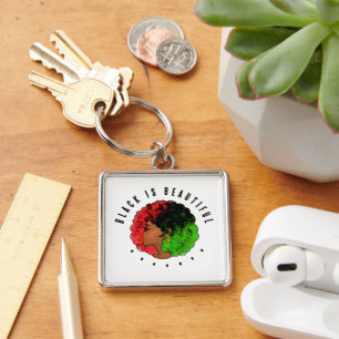 Porte-clés Fille noire panafricaine femme rouge vert fierté a