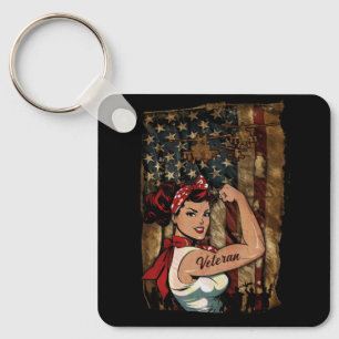 Porte-clés Fille noire vétéran forte femme africaine américai
