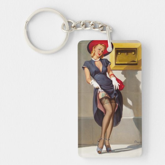 Porte-clés Fille Pin-Up Rétro (Devant)