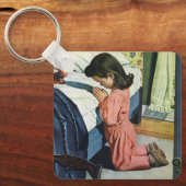 Porte-clés Fille priant au coucher, la prière du Seigneur (Recto)