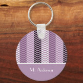 Porte-clés Fille Purple Chevron Stripes Motif Avec Nom (Recto)