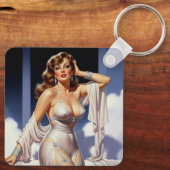 Porte-clés Fille rétro glamour 40's  (Verso)