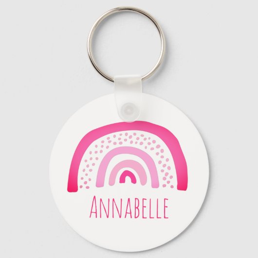 Porte-clés Fille rose arc-en-ciel personnalisé (Recto)