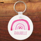 Porte-clés Fille rose arc-en-ciel personnalisé (Recto)