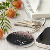 Porte-clés Fille Rose noir or bleu Parties scintillant rose M (Devant Droit)