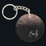 Porte-clés Fille Rose noir or bleu Parties scintillant rose M<br><div class="desc">Girly Black and Rose Gold - Blush Pink Sparkle Parties scintillant Script Monogramme Nom Porte - clé. Cela rend le cadeau parfait pour 16 ans,  mariage,  douche nuptiale,  anniversaire,  baby shower ou bachelorette pour quelqu'un qui aime le luxe glam et les styles chic.</div>