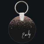 Porte-clés Fille Rose noir or bleu Parties scintillant rose M<br><div class="desc">Black and Rose Gold - Blush Pink Sparkle Parties scintillant Script Monogramme Nom Clés (Porte - clé). Cela rend le cadeau parfait pour 16 ans,  mariage,  douche nuptiale,  anniversaire,  baby shower ou bachelorette pour quelqu'un qui aime le luxe glam et les styles chic.</div>