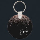 Porte-clés Fille Rose noir or bleu Parties scintillant rose M<br><div class="desc">Black and Rose Gold - Blush Pink Sparkle Parties scintillant Script Monogramme Nom Clés (Porte - clé). Cela rend le cadeau parfait pour 16 ans,  mariage,  douche nuptiale,  anniversaire,  baby shower ou bachelorette pour quelqu'un qui aime le luxe glam et les styles chic.</div>