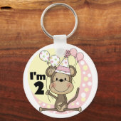 Porte-clés Fille singe en Casquette de fête 2e anniversaire (Recto)