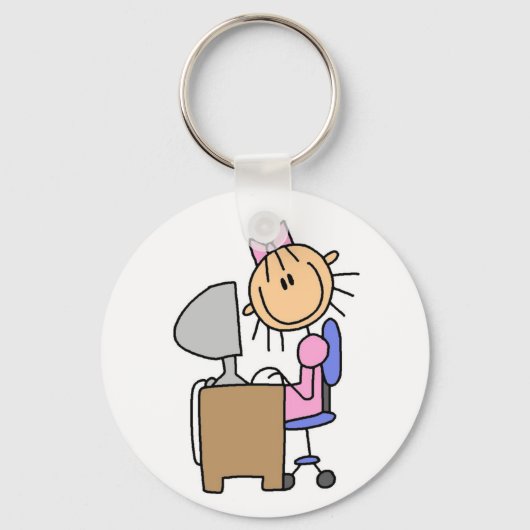 Porte-clés Fille sur ordinateur (Recto)