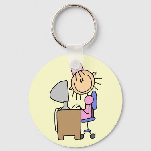 Porte-clés Fille sur ordinateur (Recto)