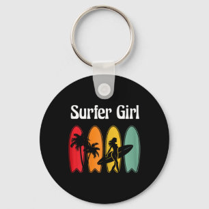 Porte-clés Fille surfeuse planche de surf femmes rétro