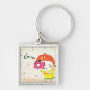 Porte-clés Fille tenant l'appareil-photo, cliquant sur
