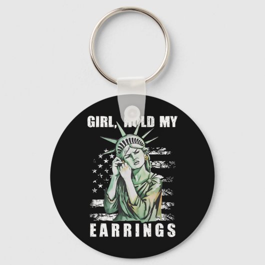 Porte-clés Fille tenant mes boucles d'oreilles Statue Subtil (Recto)