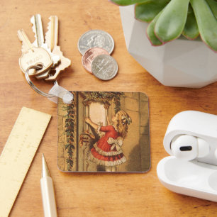 Porte-clés Fille victorienne de Noël vintage accrochant une g