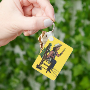 Porte-clés Fille Vintage Cowgirl Regardant Miroir Elle est si