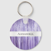 Porte-clés Fille Violet Glam Glitzy Tinsel Stripes (Recto)