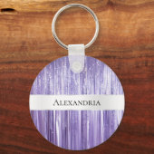 Porte-clés Fille Violet Glam Glitzy Tinsel Stripes (Recto)