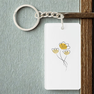 Porte-clés Filles conçues avec des fleurs minimalistes simple