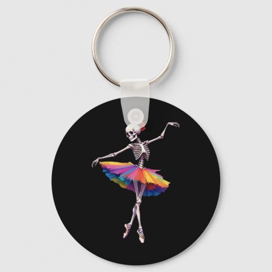 Porte-clés Filles Femmes Halloween Danser Skeleton Rainbow Ll (Recto)