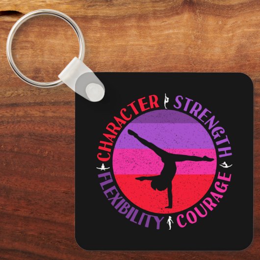 Porte-clés Filles Gymnastique Caractère Force Courage (Recto)