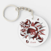 Porte-clés filles maroon basketballs étoiles (Devant)