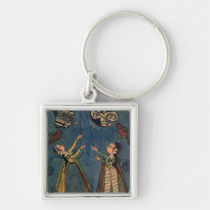 Porte-clés Filles pilotant des cerfs-volants, peinture