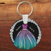 Porte-clés Filles Sweet 16 Ombre robe et strass (Recto)