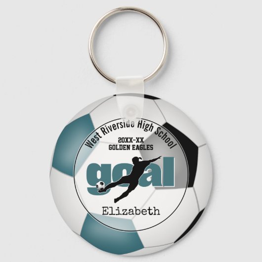 Porte-clés filles turquoise football noir acheter 1 ou pour l (Recto)