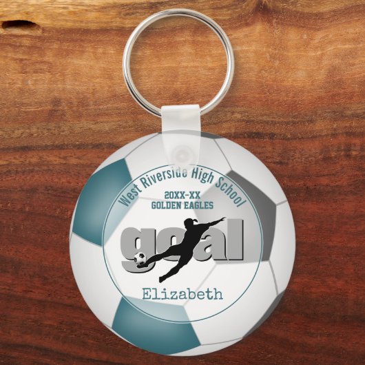 Porte-clés filles turquoise gris soccer acheter 1 ou pour tou (Recto)