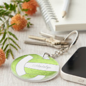 Porte-clés filles vert vif nom volleball (Devant droit)